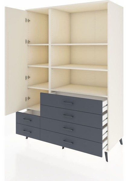 Kronos Dolap 7 Raflı 6 Çekmeceli Tek Kapaklı 132X59X195 Aytaşı-Aytaşı/antrasit modelleri