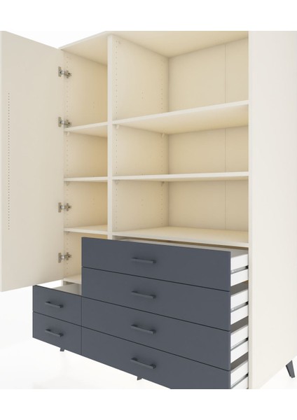 Kronos Dolap 7 Raflı 6 Çekmeceli Tek Kapaklı 132X59X195 Aytaşı-Aytaşı/antrasit fırsatları