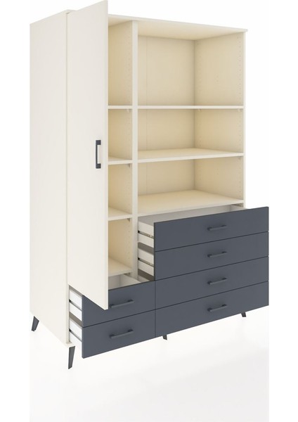 Kronos Dolap 7 Raflı 6 Çekmeceli Tek Kapaklı 132X59X195 Aytaşı-Aytaşı/antrasit indirimleri