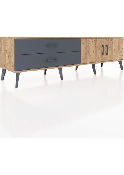 Hyperion Tv Ünitesi Tek Raflı 2 Çekmeceli 2 Kapaklı 176X44X51 Çam-Çam/antrasit fiyatları