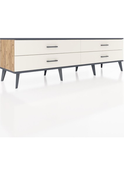 Hyperion Tv Ünitesi 4 Çekmeceli 176X44X51 Çam-Antrasit/aytaşı fiyatları