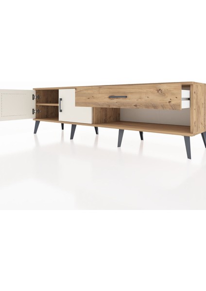 Hyperion Tv Ünitesi Tek Raflı Tek Çekmeceli 2 Kapaklı 176X44X51 Çam-Aytaşı/çam fırsatları