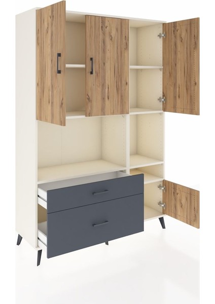 Hyperion Dolap 7 Raflı 2 Çekmeceli 4 Kapaklı 132X44X195 Aytaşı-Çam/antrasit indirimleri