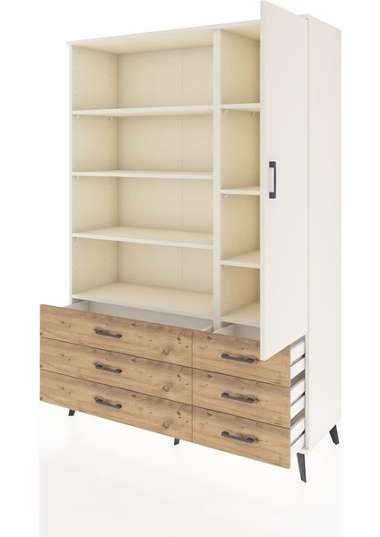 Hyperion Dolap 8 Raflı 6 Çekmeceli Tek Kapaklı 132X44X195 Aytaşı-Aytaşı/çam modelleri