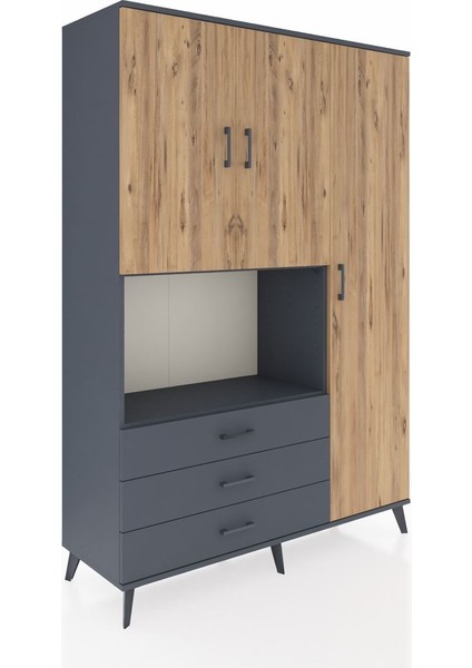Hyperion Dolap 7 Raflı 3 Çekmeceli 3 Kapaklı 132X44X195 Antrasit-Çam/antrasit fiyatları