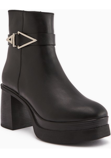 Hilda Siyah Toka Detaylı Platform Topuklu Kadın Bot