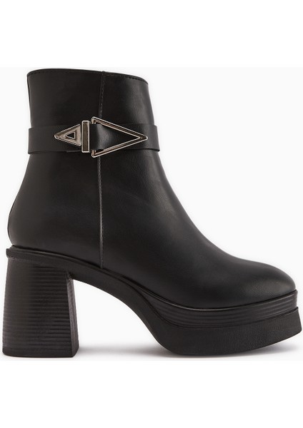 Hilda Siyah Toka Detaylı Platform Topuklu Kadın Bot fiyatları