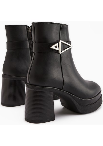 Hilda Siyah Toka Detaylı Platform Topuklu Kadın Bot indirimleri