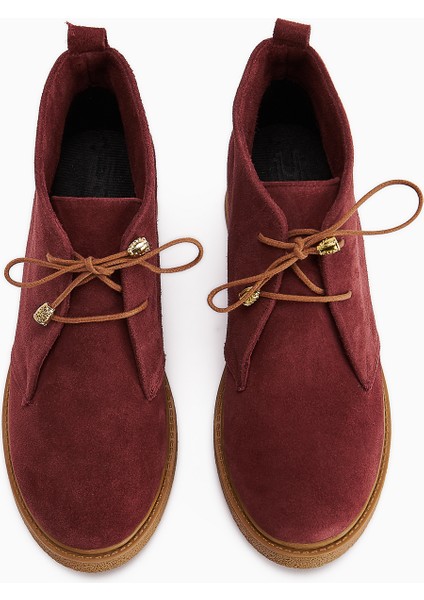 Henna Hakiki Deri Bordo Süet Bağcıklı Kadın Bot modelleri