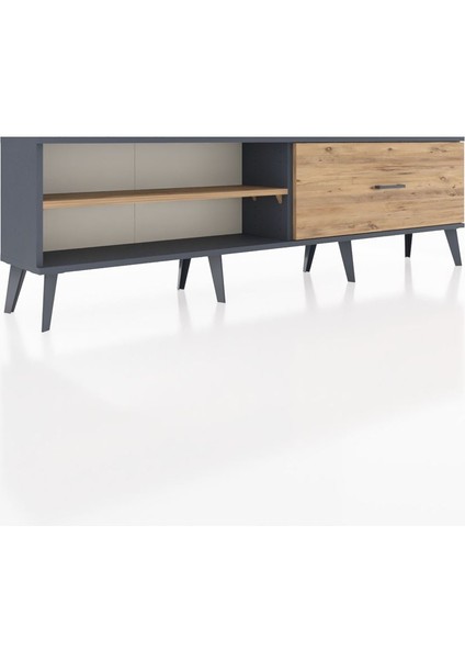 Arges Tv Ünitesi Tek Raflı Tek Çekmeceli 176X30X51 Antrasit-Çam/çam fiyatları