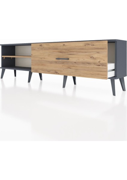 Arges Tv Ünitesi Tek Raflı Tek Çekmeceli 176X30X51 Antrasit-Çam/çam fırsatları