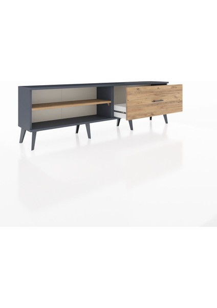 Arges Tv Ünitesi Tek Raflı Tek Çekmeceli 176X30X51 Antrasit-Çam/çam indirimleri