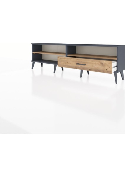 Arges Tv Ünitesi 2 Raflı Tek Çekmeceli 176X30X51 Antrasit-Çam/çam modelleri