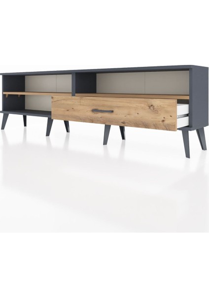 Arges Tv Ünitesi 2 Raflı Tek Çekmeceli 176X30X51 Antrasit-Çam/çam fırsatları