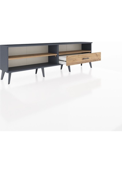 Arges Tv Ünitesi 2 Raflı Tek Çekmeceli 176X30X51 Antrasit-Çam/çam indirimleri