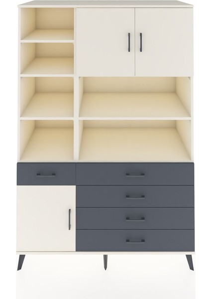 Kronos Dolap 9 Raflı 5 Çekmeceli 3 Kapaklı 132X59X195 Aytaşı-Aytaşı/antrasit