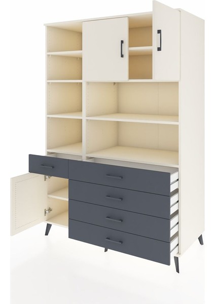 Kronos Dolap 9 Raflı 5 Çekmeceli 3 Kapaklı 132X59X195 Aytaşı-Aytaşı/antrasit modelleri