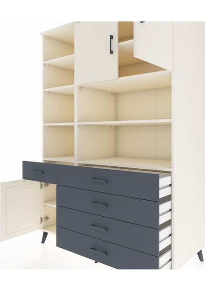 Kronos Dolap 9 Raflı 5 Çekmeceli 3 Kapaklı 132X59X195 Aytaşı-Aytaşı/antrasit fırsatları