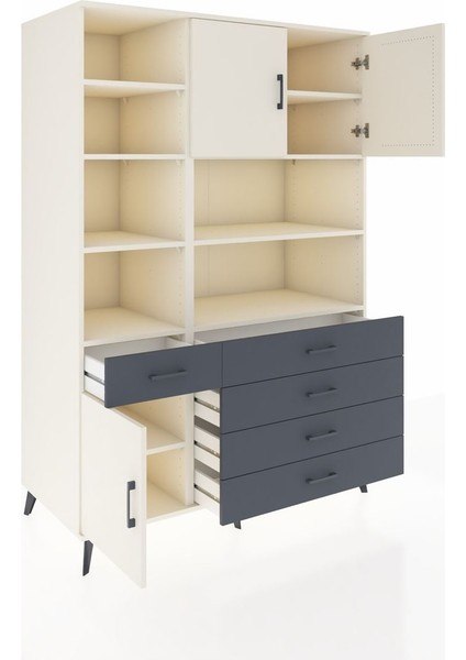 Kronos Dolap 9 Raflı 5 Çekmeceli 3 Kapaklı 132X59X195 Aytaşı-Aytaşı/antrasit indirimleri