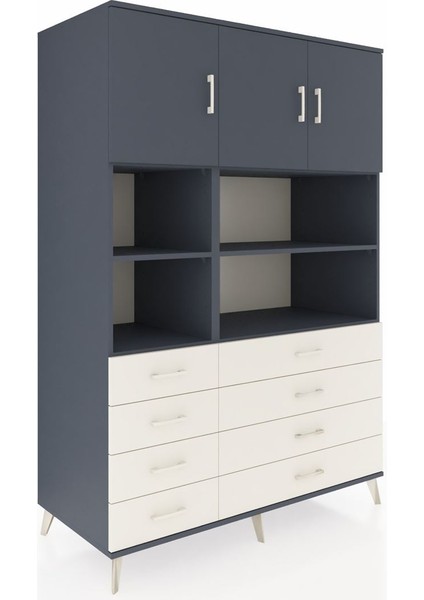 Kronos Dolap 8 Raflı 8 Çekmeceli 3 Kapaklı 132X59X195 Antrasit-Antrasit/aytaşı fiyatları