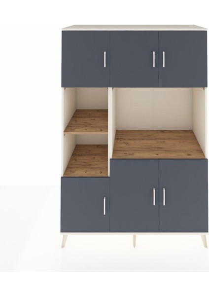 Kronos Dolap 9 Raflı 6 Kapaklı 132X59X195 Aytaşı-Antrasit/çam