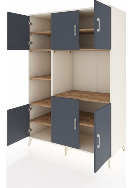 Kronos Dolap 9 Raflı 6 Kapaklı 132X59X195 Aytaşı-Antrasit/çam modelleri