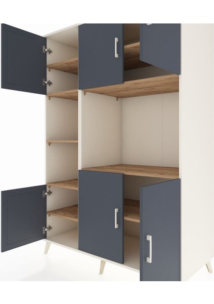 Kronos Dolap 9 Raflı 6 Kapaklı 132X59X195 Aytaşı-Antrasit/çam fırsatları