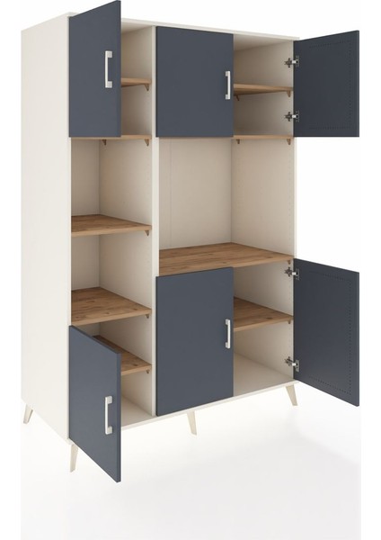 Kronos Dolap 9 Raflı 6 Kapaklı 132X59X195 Aytaşı-Antrasit/çam indirimleri