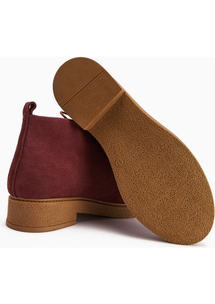 Henna Hakiki Deri Bordo Süet Bağcıklı Kadın Bot indirimleri