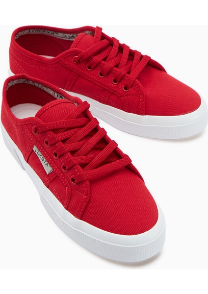 Timon Kırmızı Rahat Taban Keten Sneakers