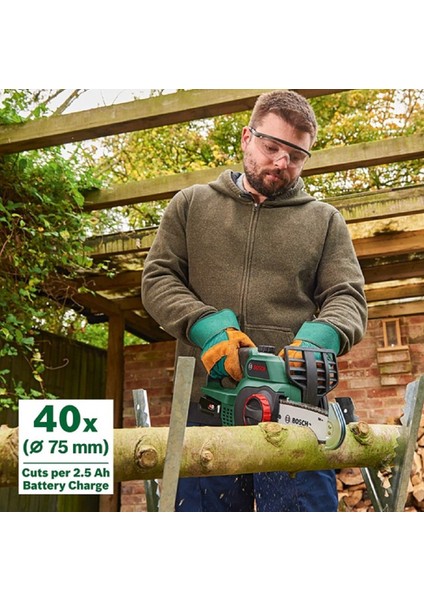 Universalchain 18V Akülü Zincir Ağaç Kesme + Gözlük + Eldiven + Zincir Yağı Seti