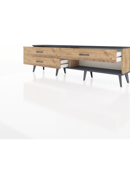 Arges Tv Ünitesi 3 Çekmeceli 176X30X51 Çam-Antrasit/çam modelleri