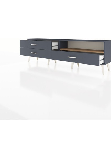 Arges Tv Ünitesi Tek Raflı 3 Çekmeceli 176X30X51 Antrasit-Çam/antrasit modelleri