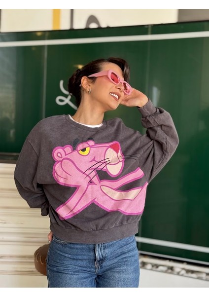 Pembe Panter Baskılı Sweatshirt fırsatları