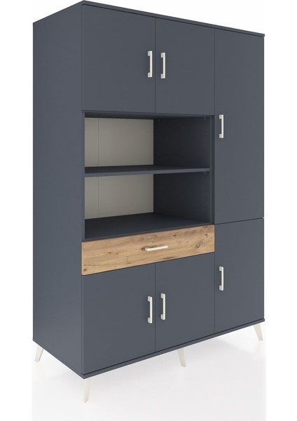 Kronos Dolap 10 Raflı Tek Çekmeceli 6 Kapaklı 132X59X195 Antrasit-Antrasit/çam fiyatları