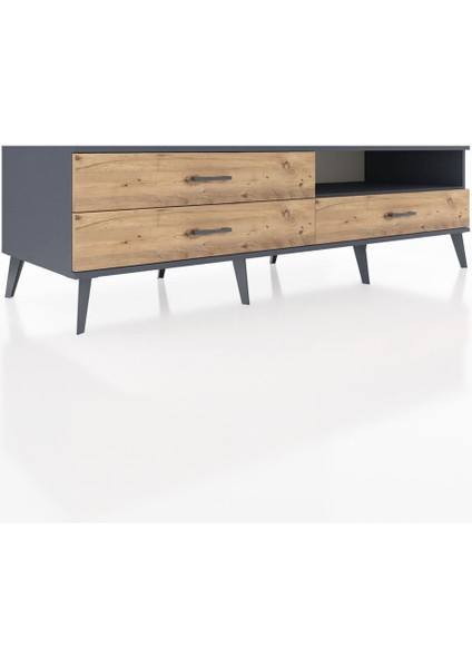 Kronos Tv Ünitesi Tek Raflı 3 Çekmeceli 176X59X51 Antrasit-Antrasit/çam fiyatları