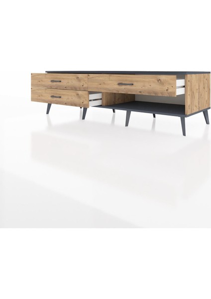 Kronos Tv Ünitesi 3 Çekmeceli 176X59X51 Çam-Antrasit/çam modelleri