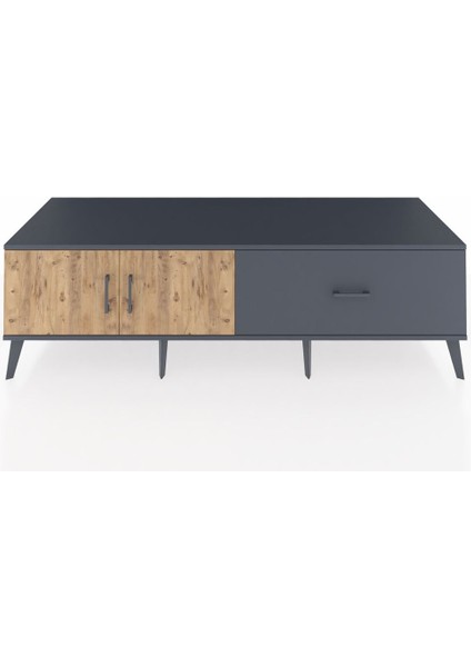 Kronos Tv Ünitesi Tek Raflı Tek Çekmeceli 2 Kapaklı 176X59X51 Antrasit-Çam/antrasit