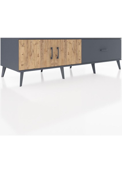 Kronos Tv Ünitesi Tek Raflı Tek Çekmeceli 2 Kapaklı 176X59X51 Antrasit-Çam/antrasit fiyatları