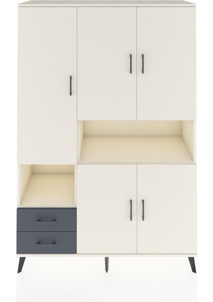 Hyperion Dolap 10 Raflı 2 Çekmeceli 5 Kapaklı 132X44X195 Aytaşı-Aytaşı/antrasit