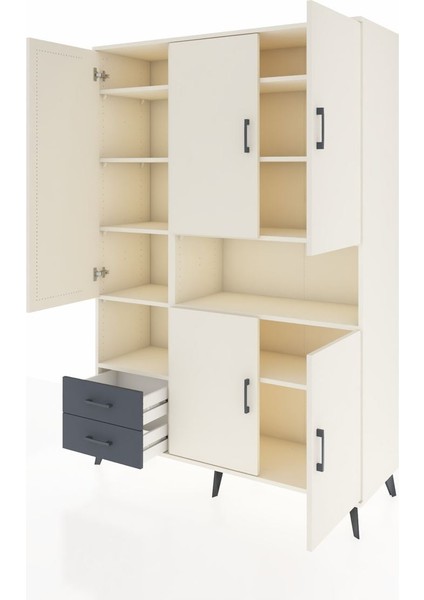 Hyperion Dolap 10 Raflı 2 Çekmeceli 5 Kapaklı 132X44X195 Aytaşı-Aytaşı/antrasit modelleri