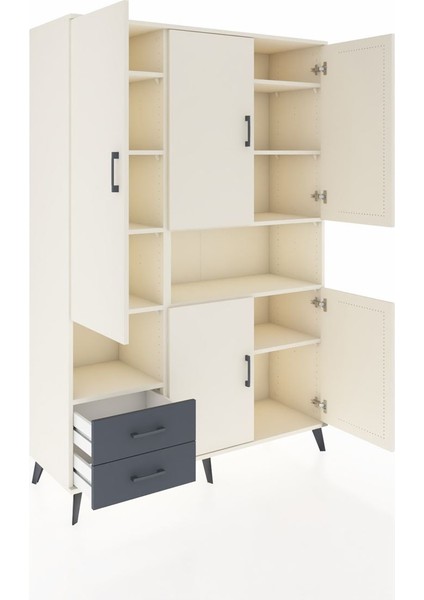 Hyperion Dolap 10 Raflı 2 Çekmeceli 5 Kapaklı 132X44X195 Aytaşı-Aytaşı/antrasit indirimleri