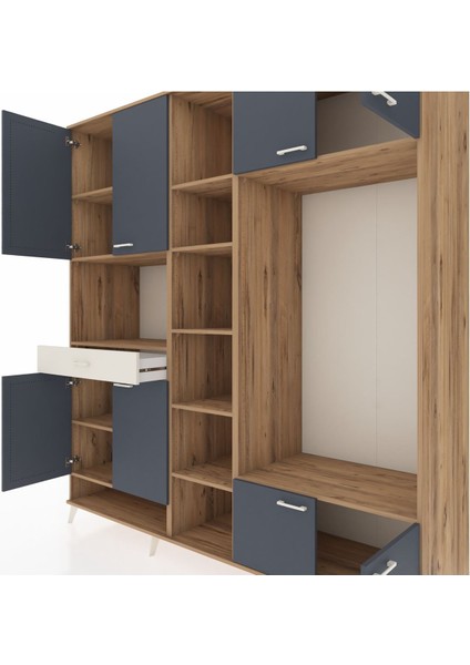 Kronos Dolap 12 Raflı Tek Çekmeceli 8 Kapaklı 220X59X243 Çam-Antrasit/aytaşı fırsatları