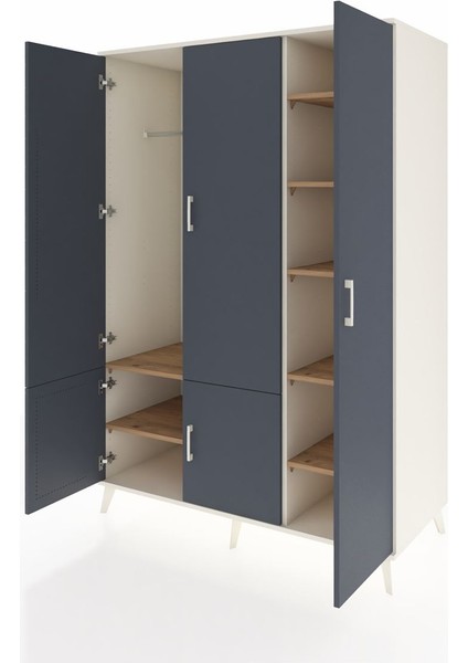 Kronos Dolap 7 Raflı 5 Kapaklı Tek Askılı 132X59X195 Aytaşı-Antrasit/çam modelleri