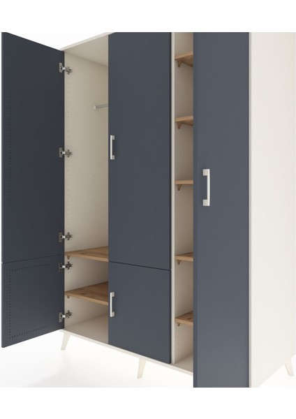 Kronos Dolap 7 Raflı 5 Kapaklı Tek Askılı 132X59X195 Aytaşı-Antrasit/çam fırsatları