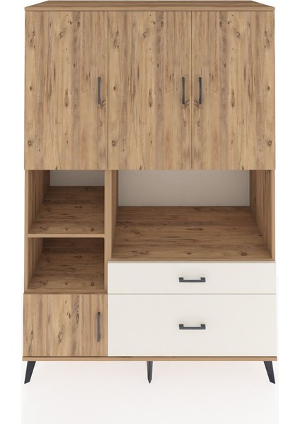 Kronos Dolap 7 Raflı 2 Çekmeceli 5 Kapaklı 132X59X195 Çam-Çam/aytaşı