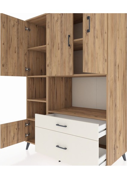 Kronos Dolap 7 Raflı 2 Çekmeceli 5 Kapaklı 132X59X195 Çam-Çam/aytaşı fırsatları