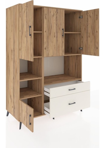 Kronos Dolap 7 Raflı 2 Çekmeceli 5 Kapaklı 132X59X195 Çam-Çam/aytaşı indirimleri