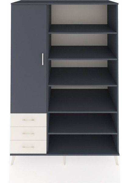 Kronos Dolap 9 Raflı 3 Çekmeceli 3 Kapaklı 132X59X195 Antrasit-Antrasit/aytaşı