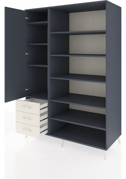 Kronos Dolap 9 Raflı 3 Çekmeceli 3 Kapaklı 132X59X195 Antrasit-Antrasit/aytaşı modelleri